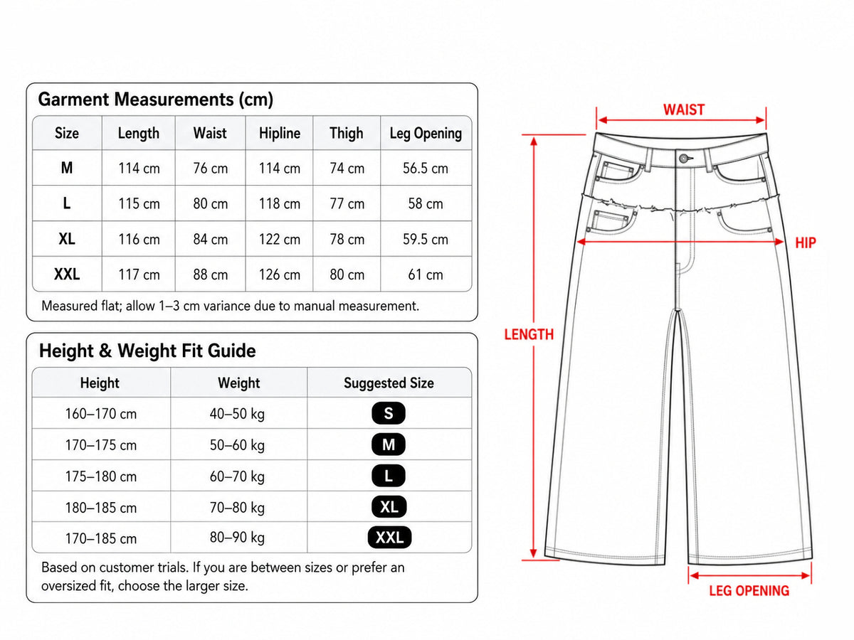 Product size chart