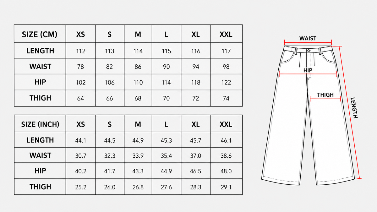 Product size chart