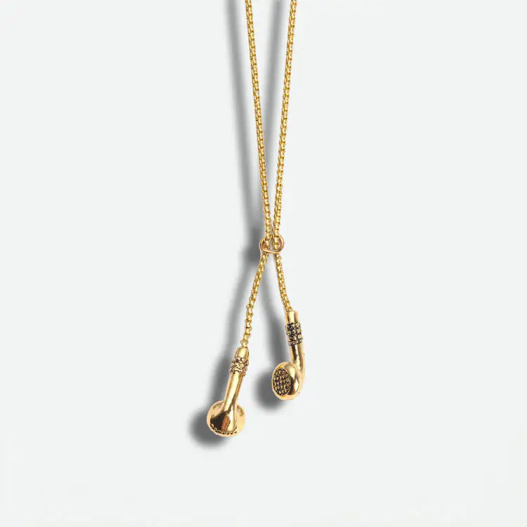 HEADPHONES NECKLACE GOLD