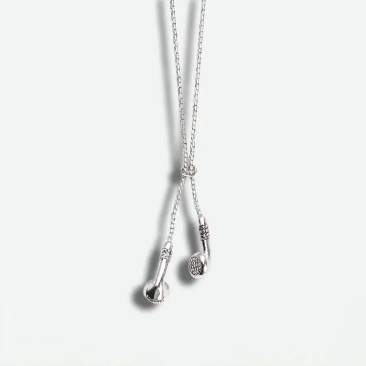 HEADPHONES NECKLACE SILVER