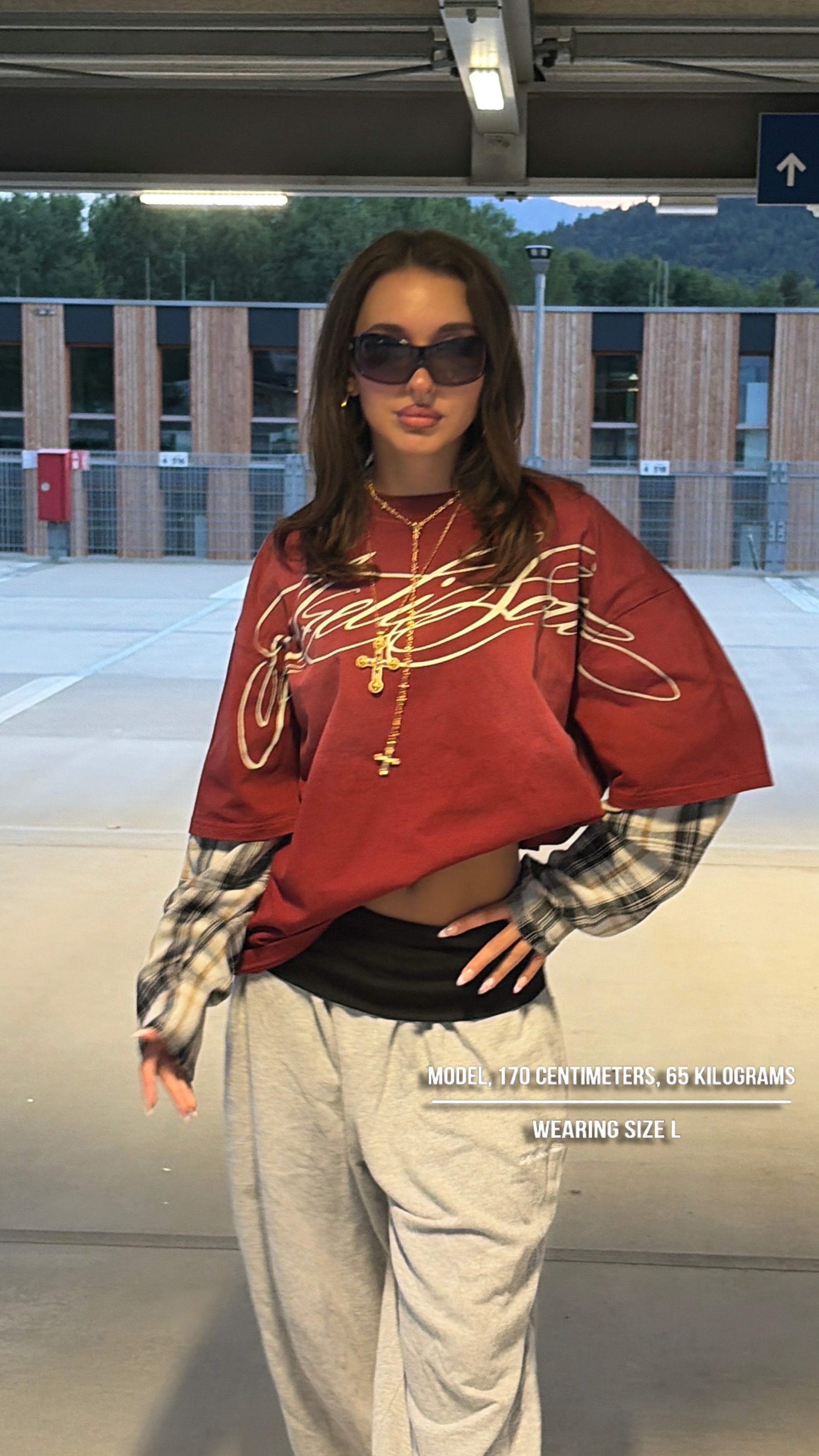 AZELIA© BURGUNDY "PLAID" DOUBLE LONGSLEEVE
