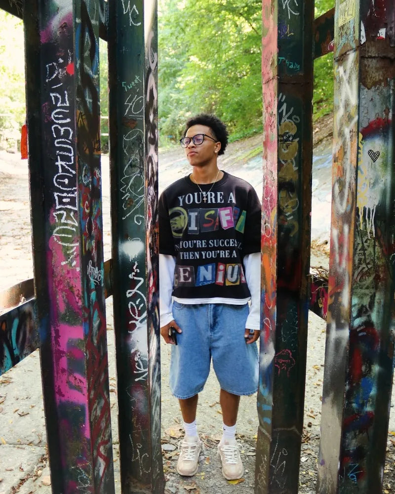 AZELIA© "BORN MISFIT" LAYERED TEE