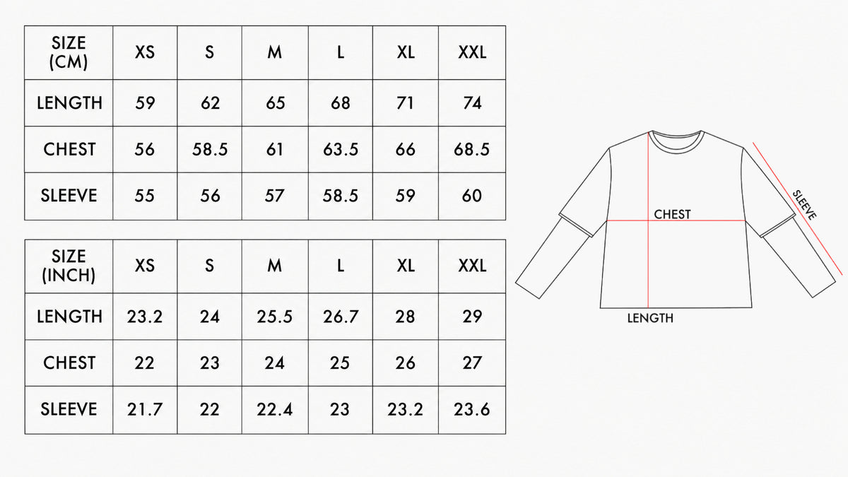 Product size chart