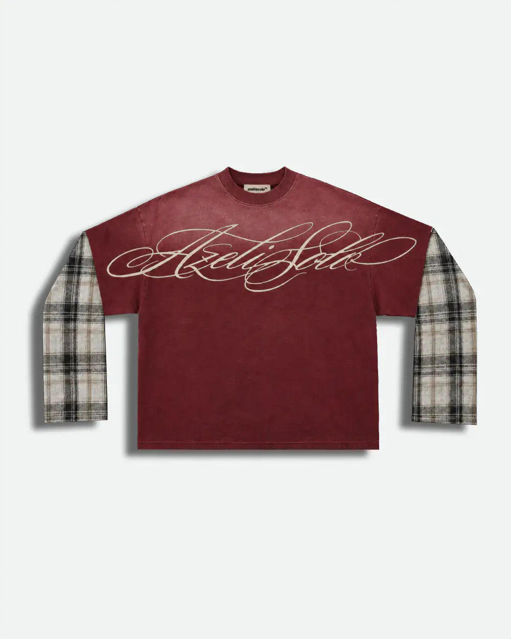 AZELIA© BURGUNDY "PLAID" DOUBLE LONGSLEEVE