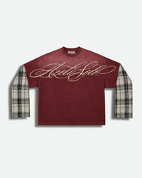 AZELIA© BURGUNDY "PLAID" DOUBLE LONGSLEEVE