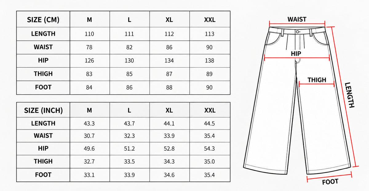 Product size chart